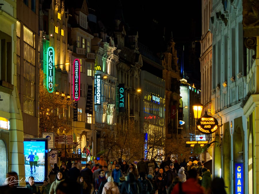 Streets of Prague at Night, Prague, Czech Republic