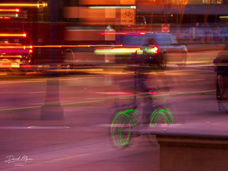 Lights and Bikes in Motion at Pier 7