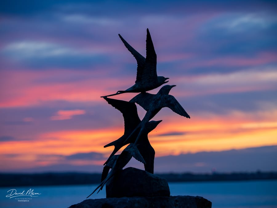 Bird Sculpture at Sunset
