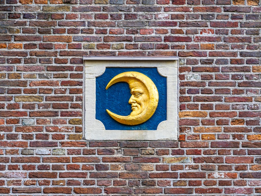 Golden Moon on a Brick Wall