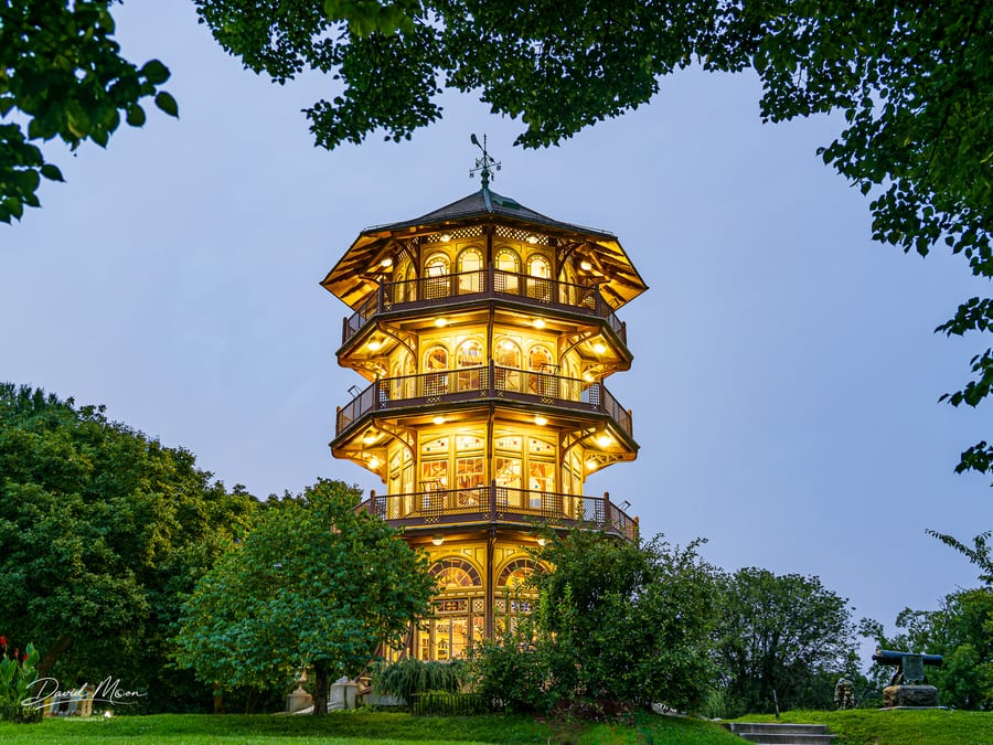 Patterson Park Pagoda Framed by Trees