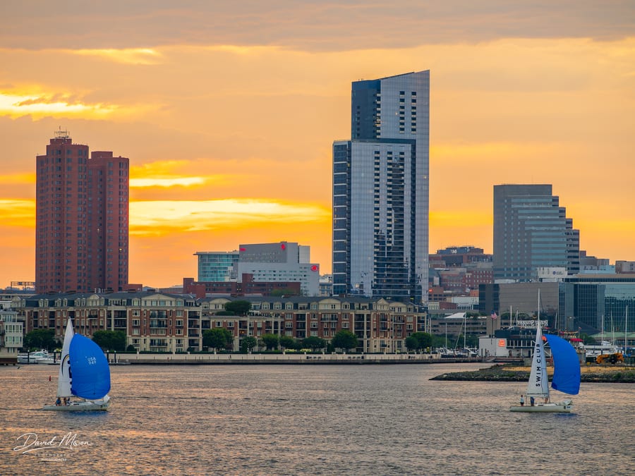 Sailboats Before the Baltimore Skyline