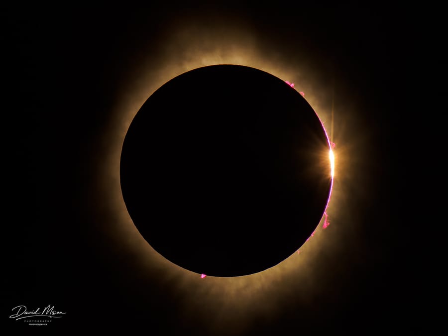 Diamond Ring and Solar Prominences