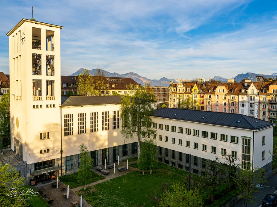 St. Luke's Church and the Alps
