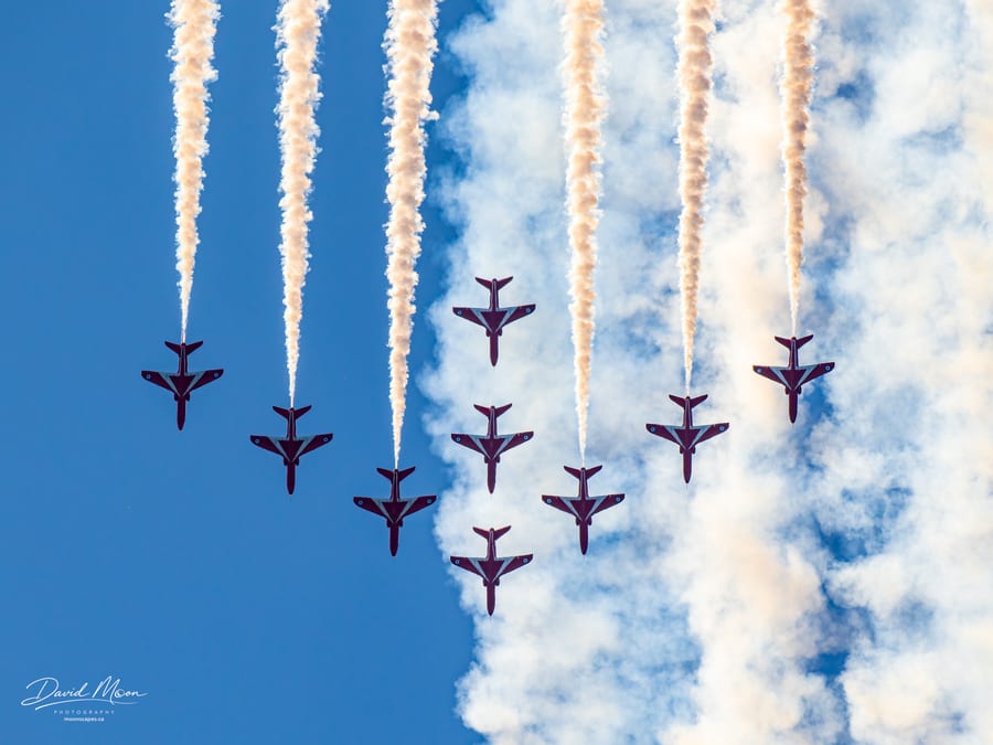 Red Arrows from Below