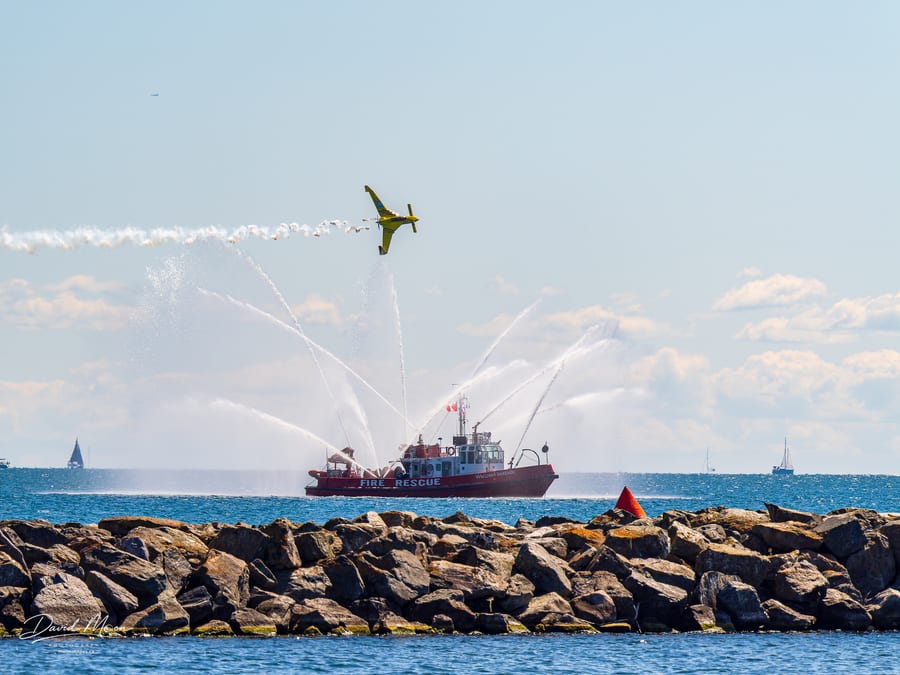Yellow Jet over the Water Display