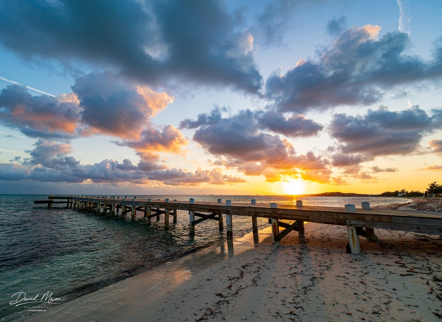 Sunrise beyond the Blue Hills Dock