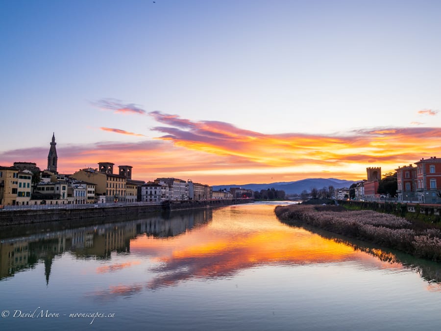 Pastel Sunrise Over the Arno