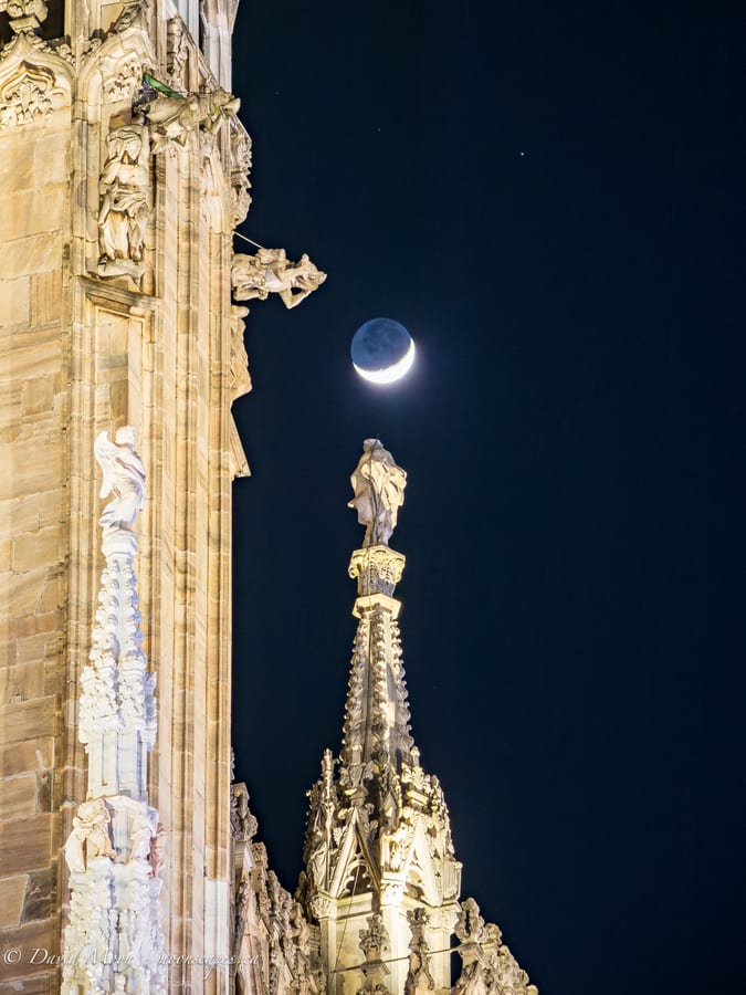 Moon Beside the Duomo di Milano