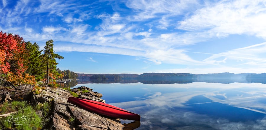 Autumn Canoe on Kennisis Lake