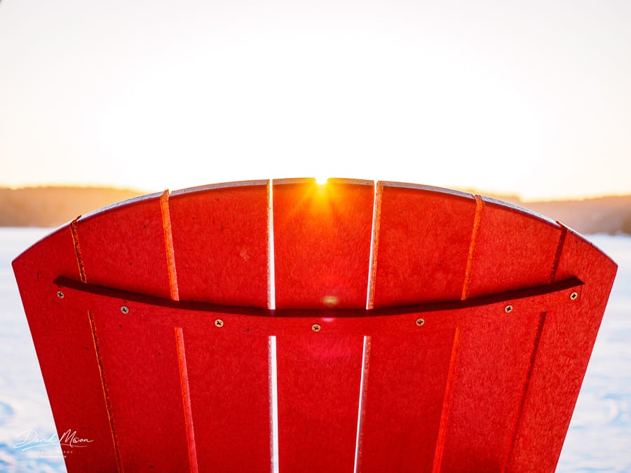 Sunrise Through a Red Muskoka Chair