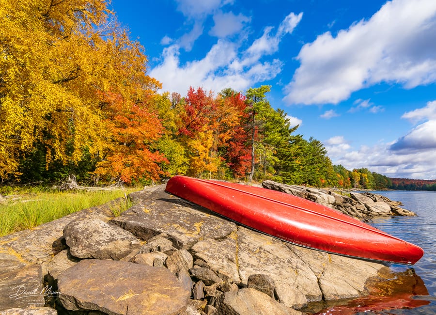 Red Canoe in Autumn