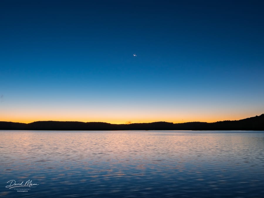 Crescent Moon Above Kennisis Lake