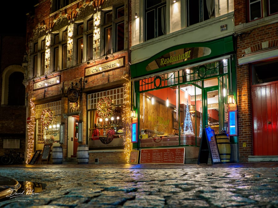 Streets of Bruges at night, Bruges, Belgium
