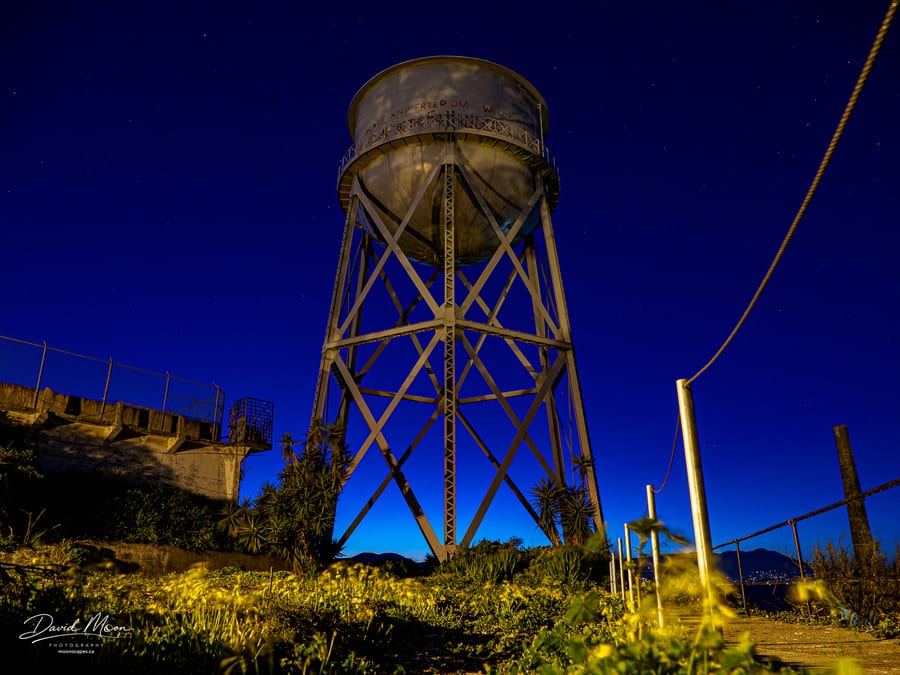 Alcatraz Water Tower at dusk, San Francisco, California