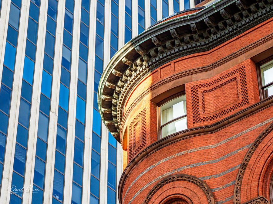 Baltimore Contrast - Old 1891 Central Savings and newish International architecture styled 201 North Charles Street Building