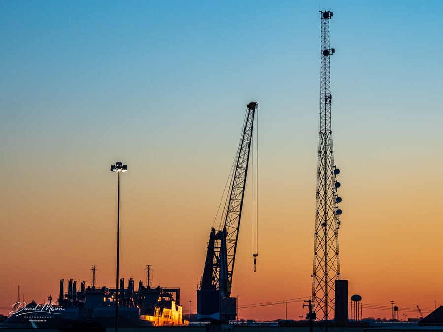 Harbour Cranes at Sunset