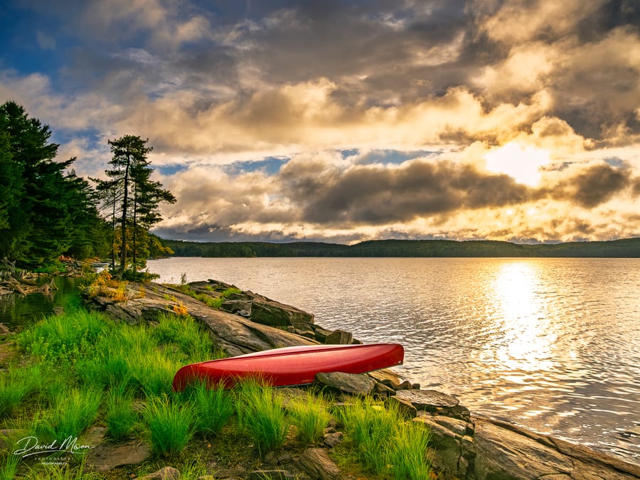 Canoe at Golden Sunset